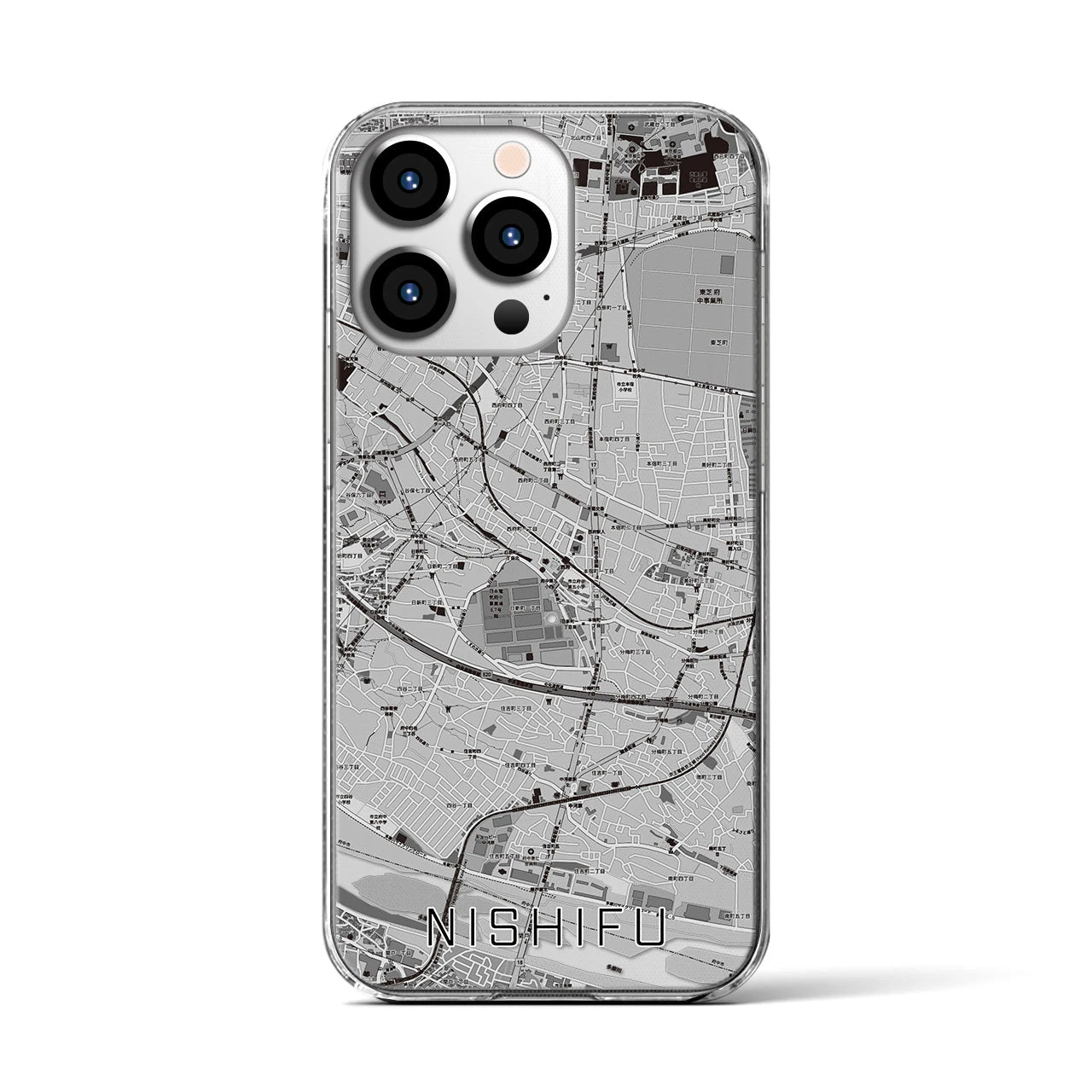 【西府(東京都)】地図柄iPhoneケース(クリアタイプ)