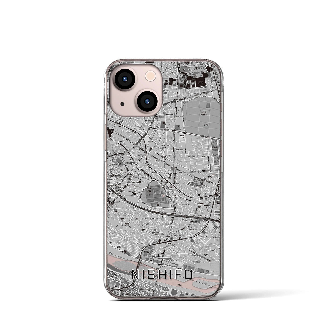 【西府(東京都)】地図柄iPhoneケース(クリアタイプ)