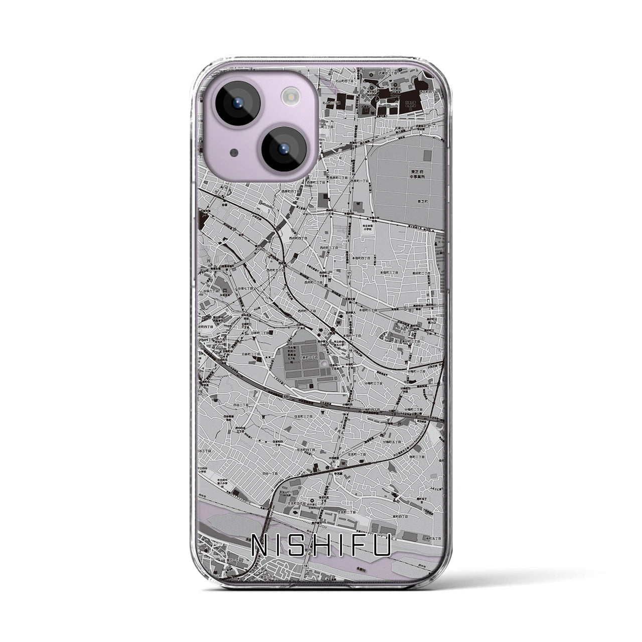 【西府(東京都)】地図柄iPhoneケース(クリアタイプ)