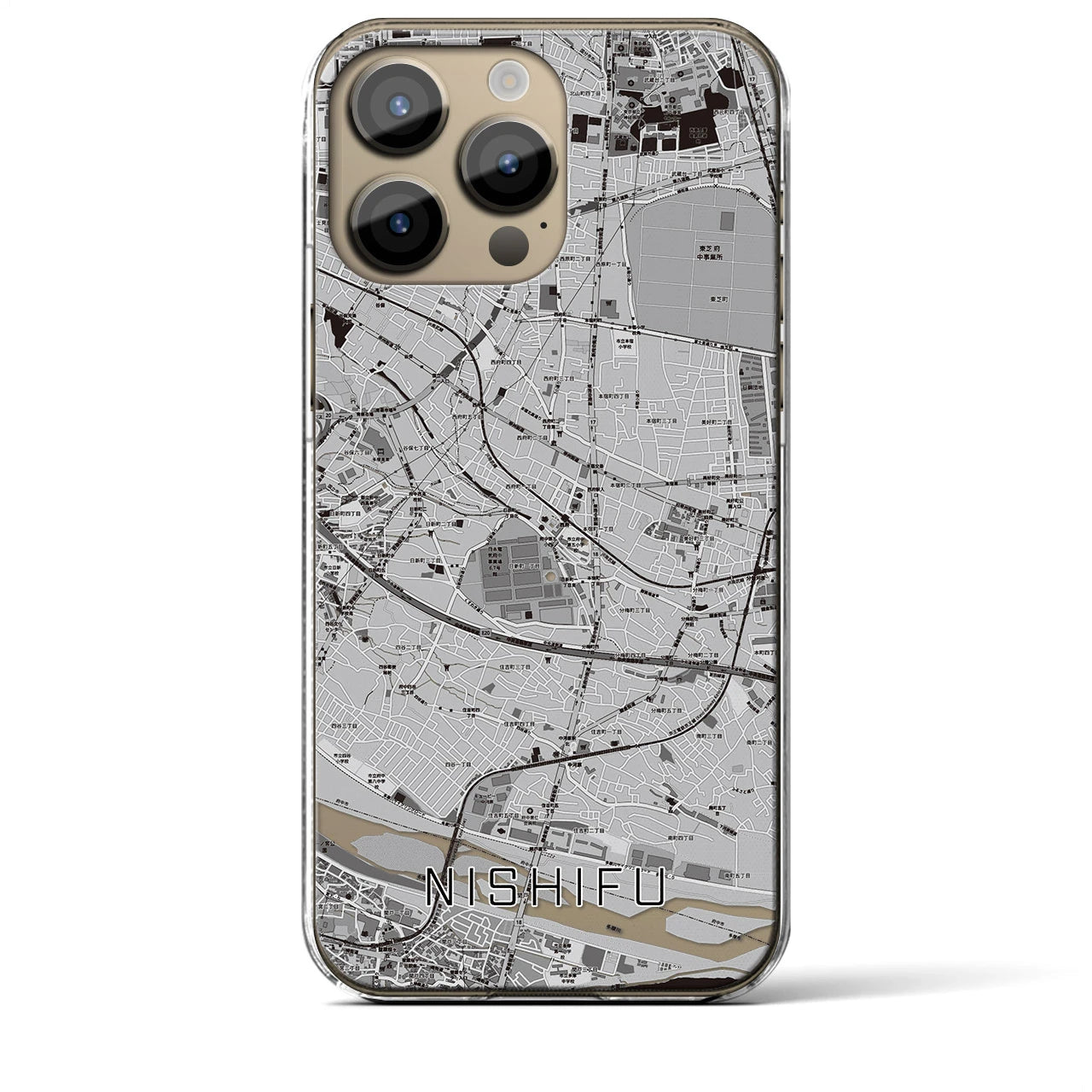 【西府(東京都)】地図柄iPhoneケース(クリアタイプ)