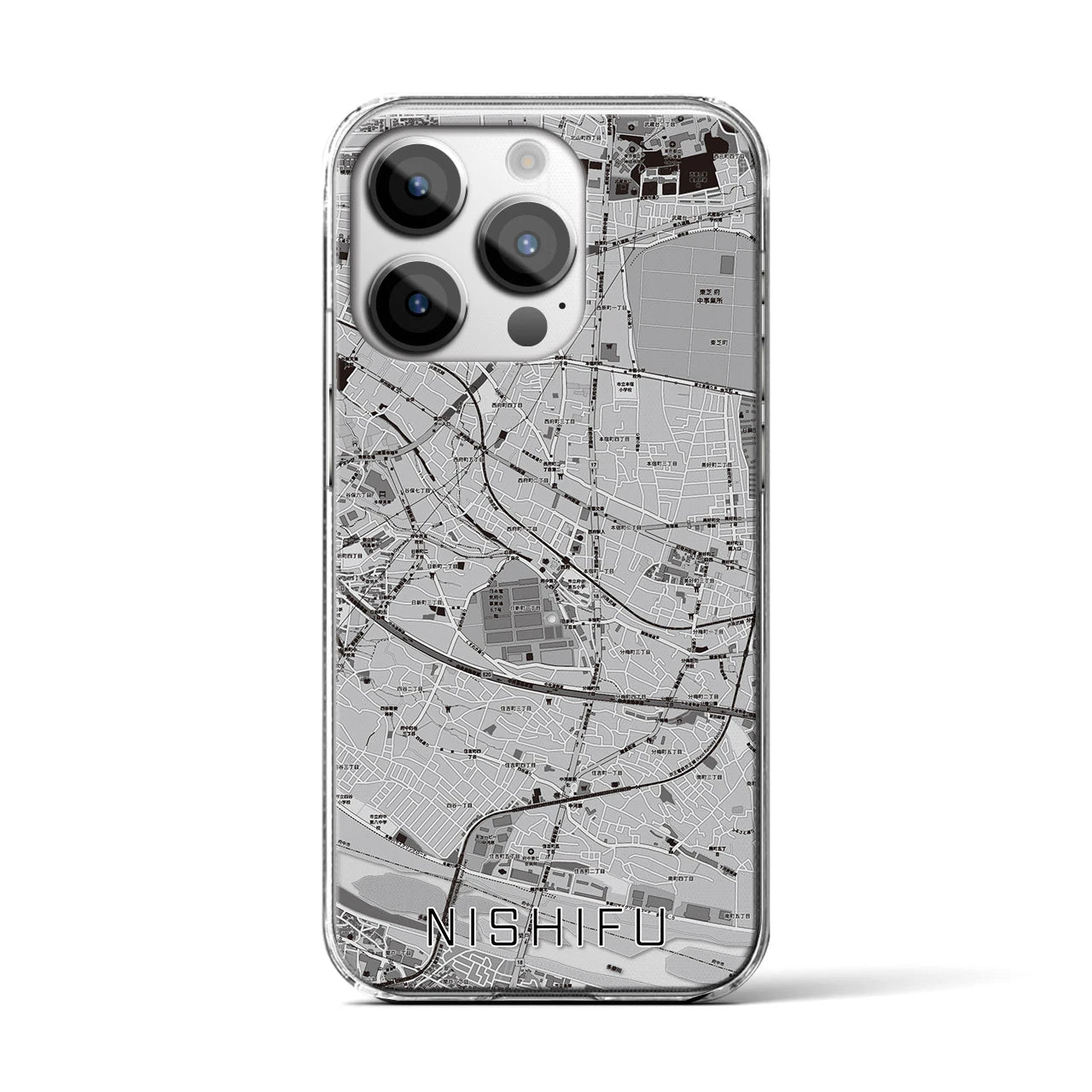 【西府(東京都)】地図柄iPhoneケース(クリアタイプ)