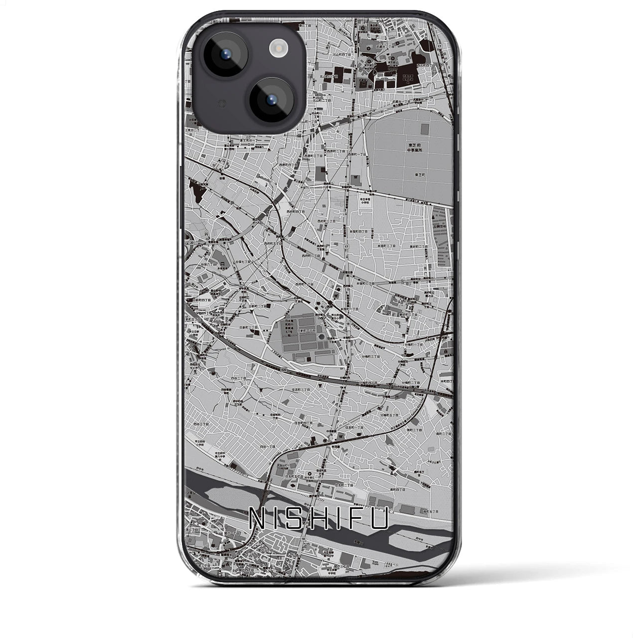 【西府(東京都)】地図柄iPhoneケース(クリアタイプ)