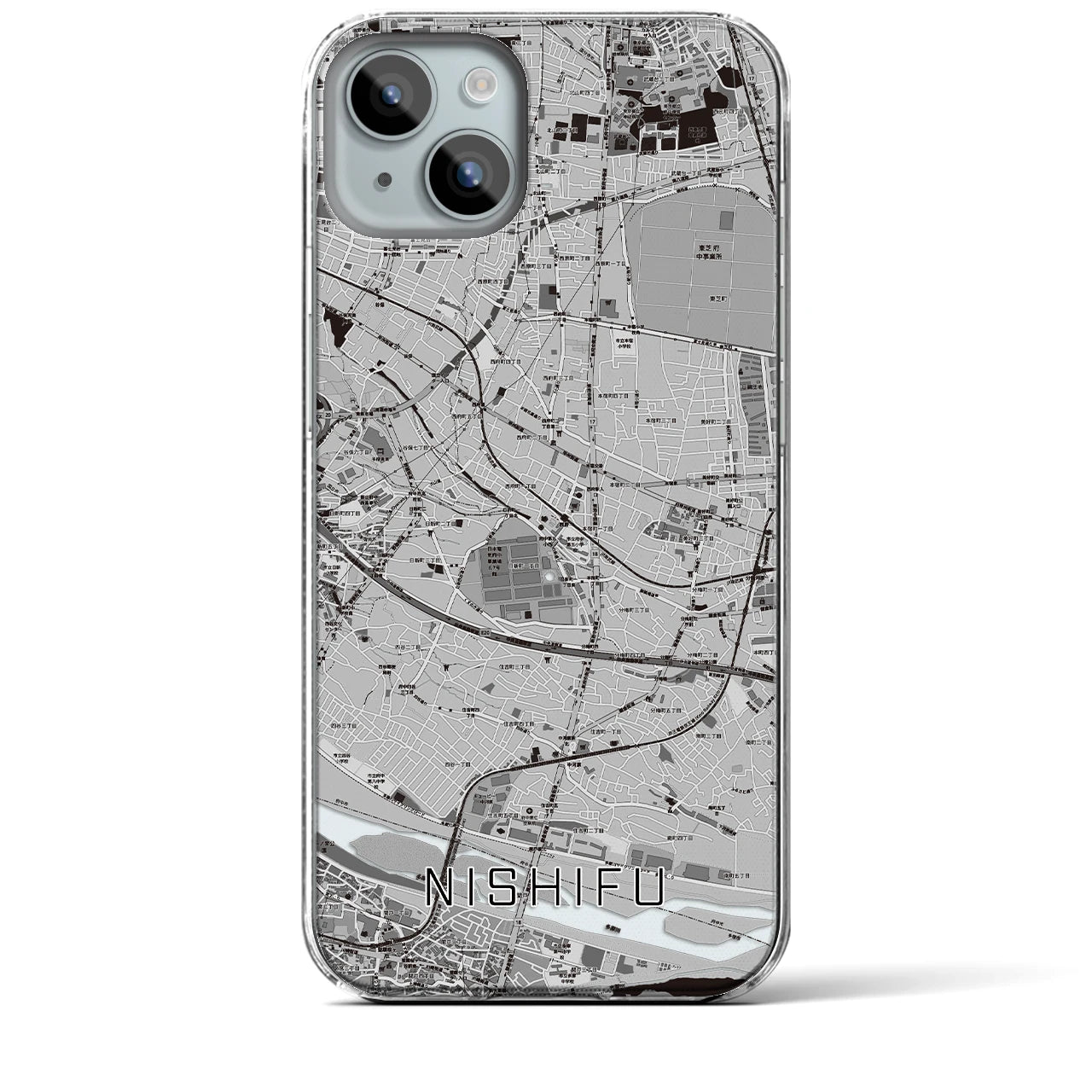 【西府(東京都)】地図柄iPhoneケース(クリアタイプ)