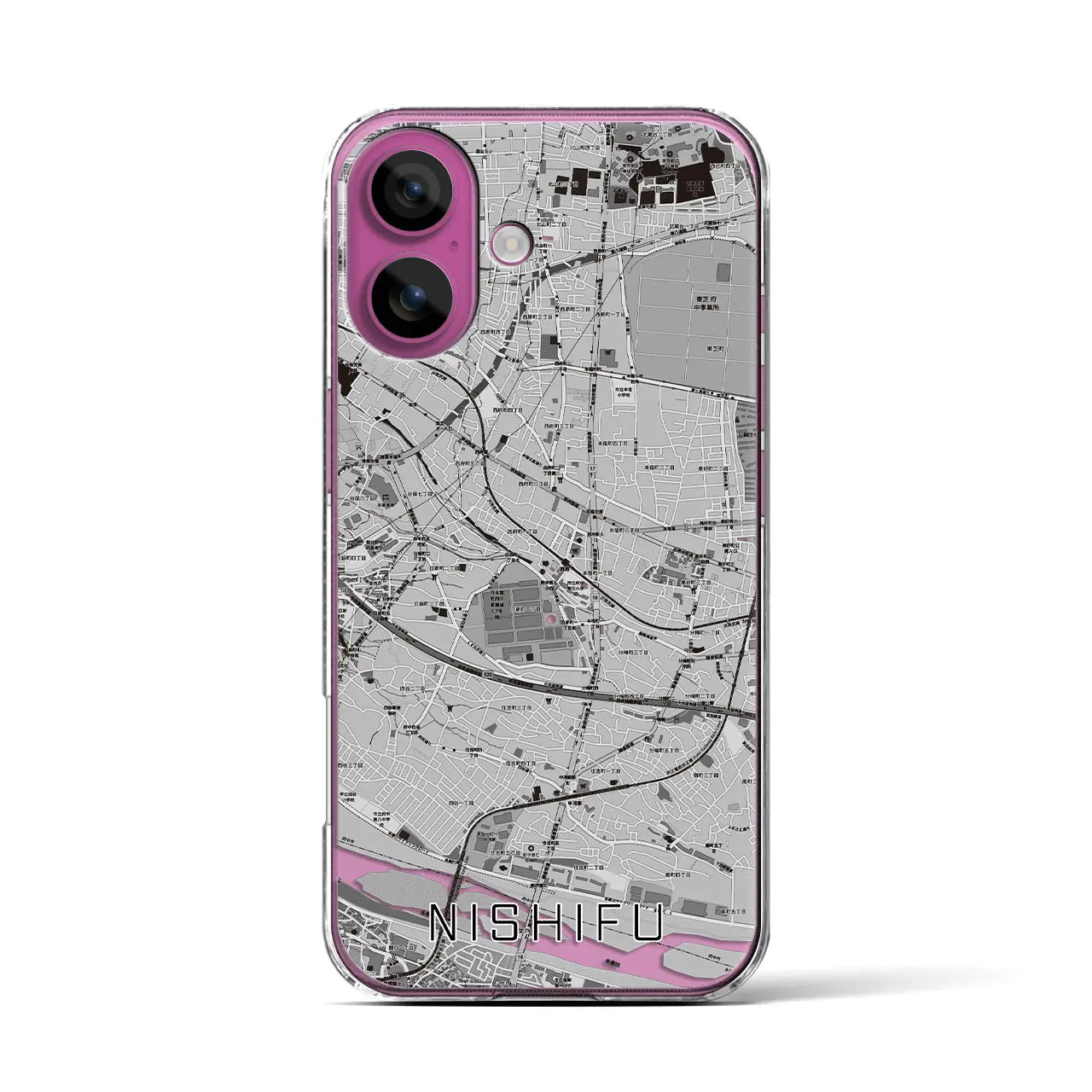 【西府(東京都)】地図柄iPhoneケース(クリアタイプ)