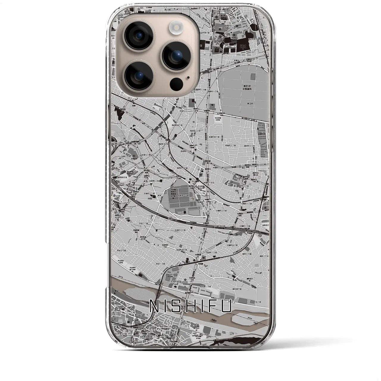 【西府(東京都)】地図柄iPhoneケース(クリアタイプ)