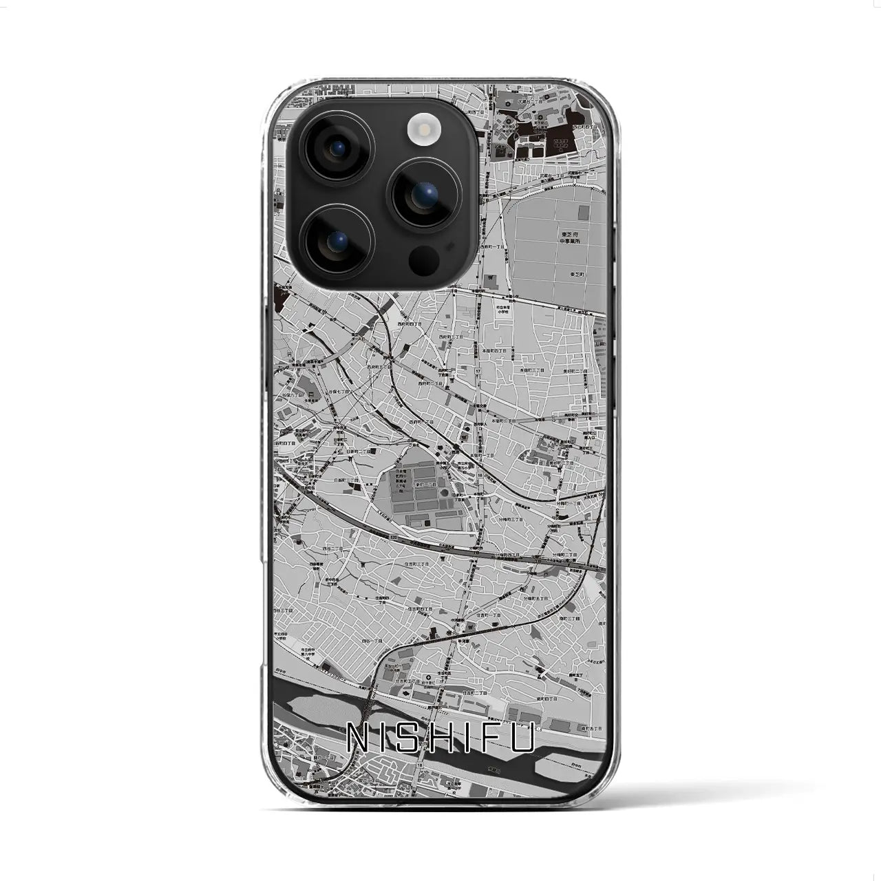 【西府(東京都)】地図柄iPhoneケース(クリアタイプ)