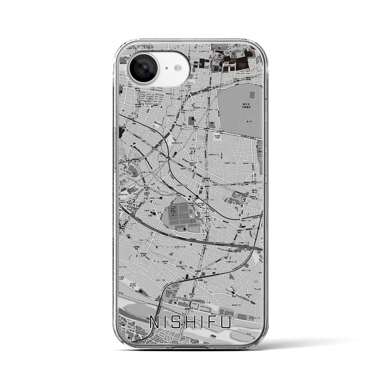 【西府(東京都)】地図柄iPhoneケース(クリアタイプ)