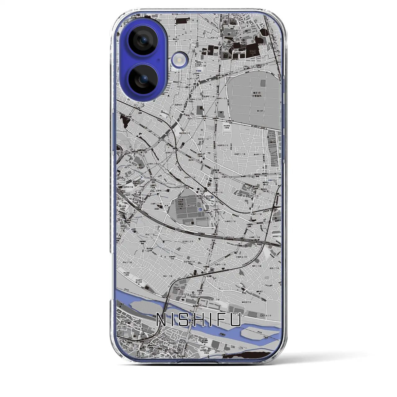【西府(東京都)】地図柄iPhoneケース(クリアタイプ)