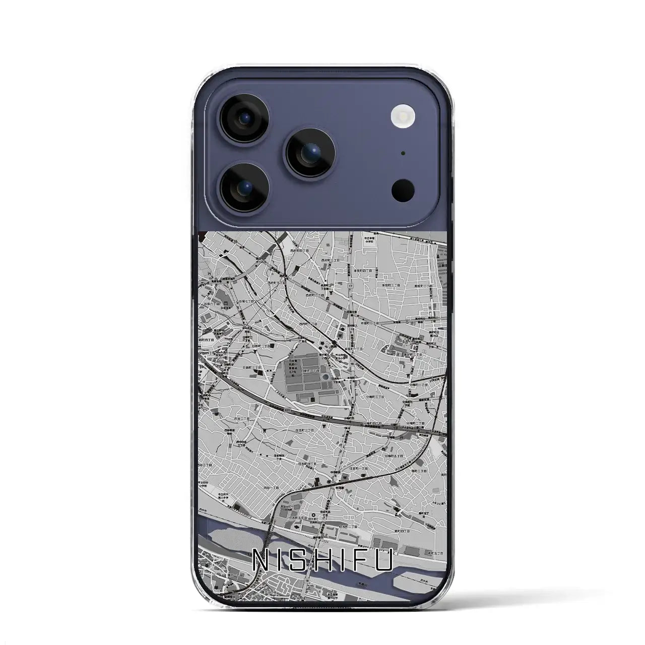 【西府(東京都)】地図柄iPhoneケース(クリアタイプ)