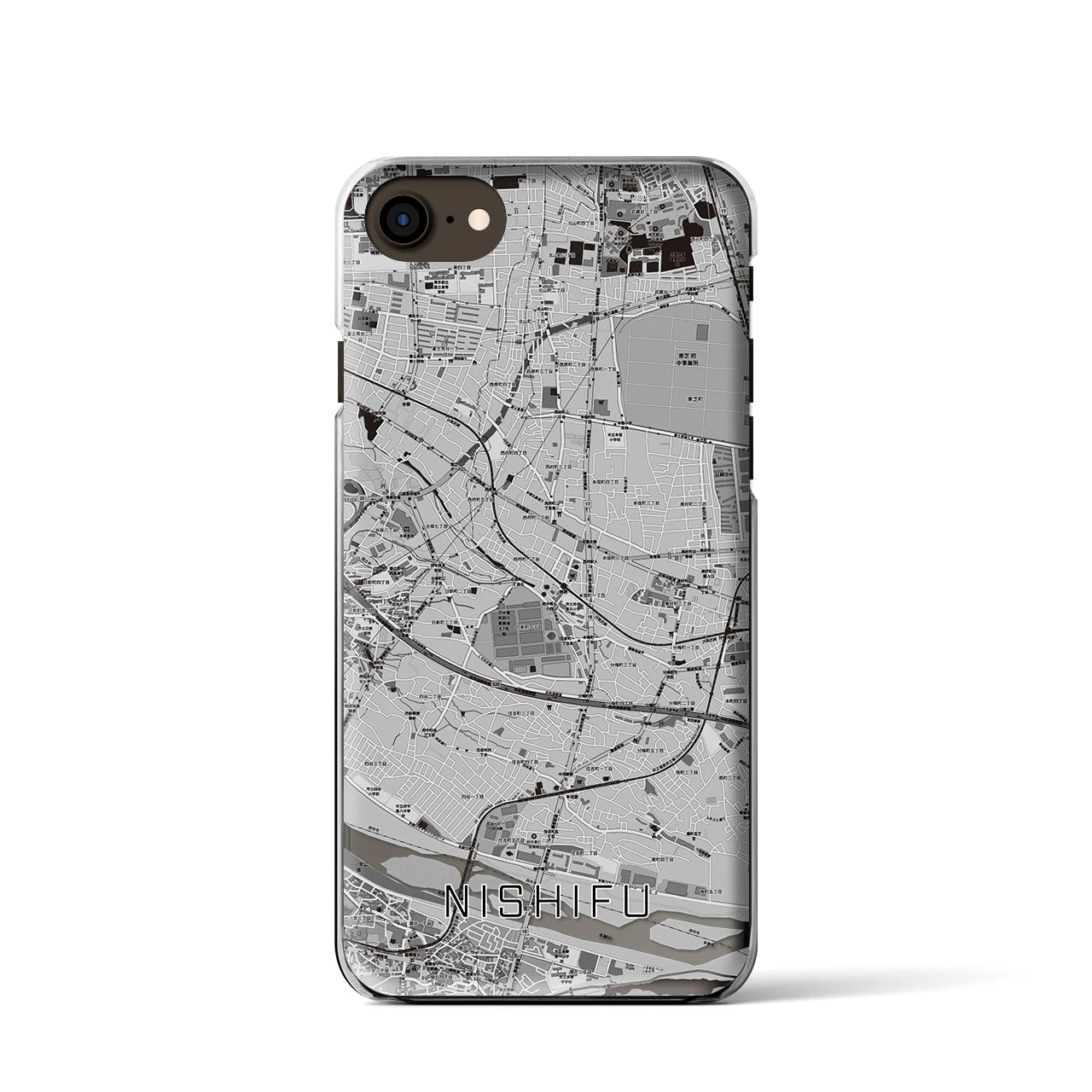 【西府(東京都)】地図柄iPhoneケース(クリアタイプ)