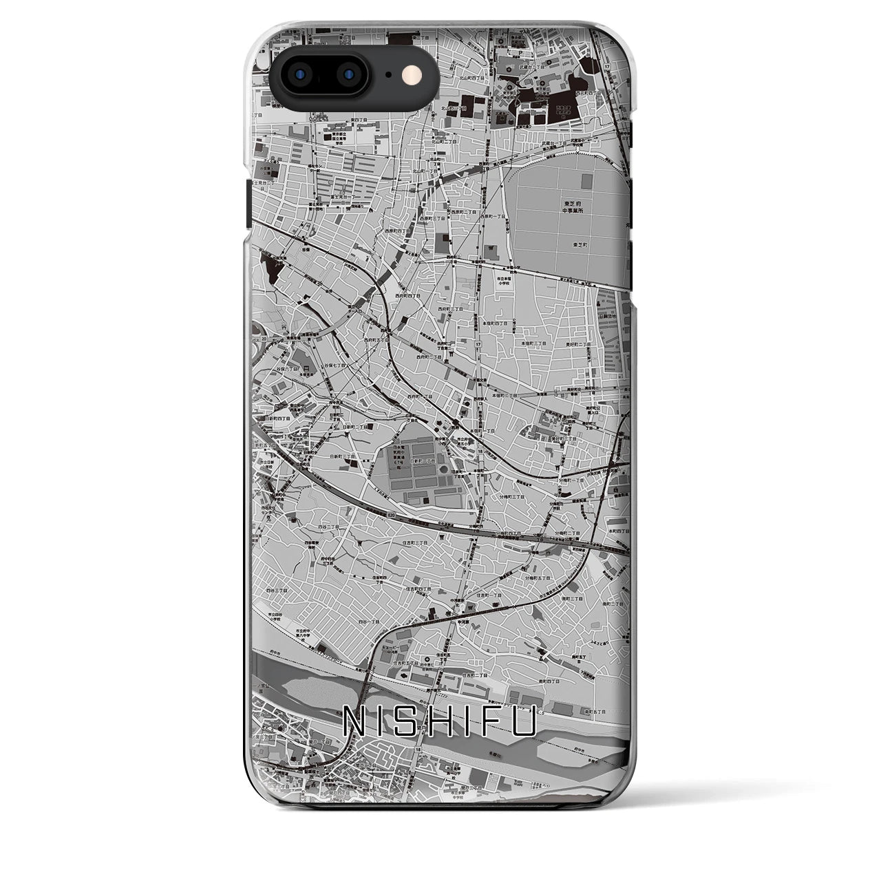 【西府(東京都)】地図柄iPhoneケース(クリアタイプ)