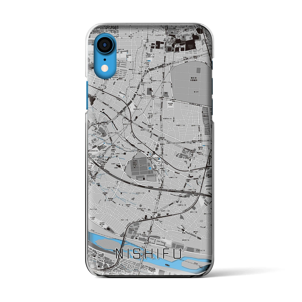 【西府(東京都)】地図柄iPhoneケース(クリアタイプ)