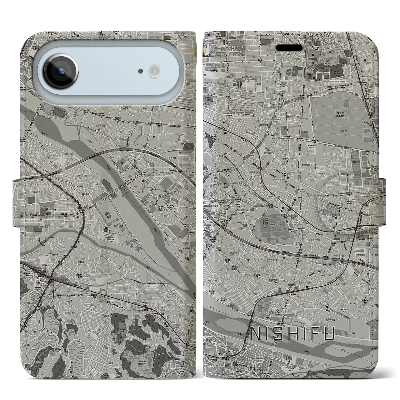 【西府(東京都)】地図柄iPhoneケース(手帳タイプ)