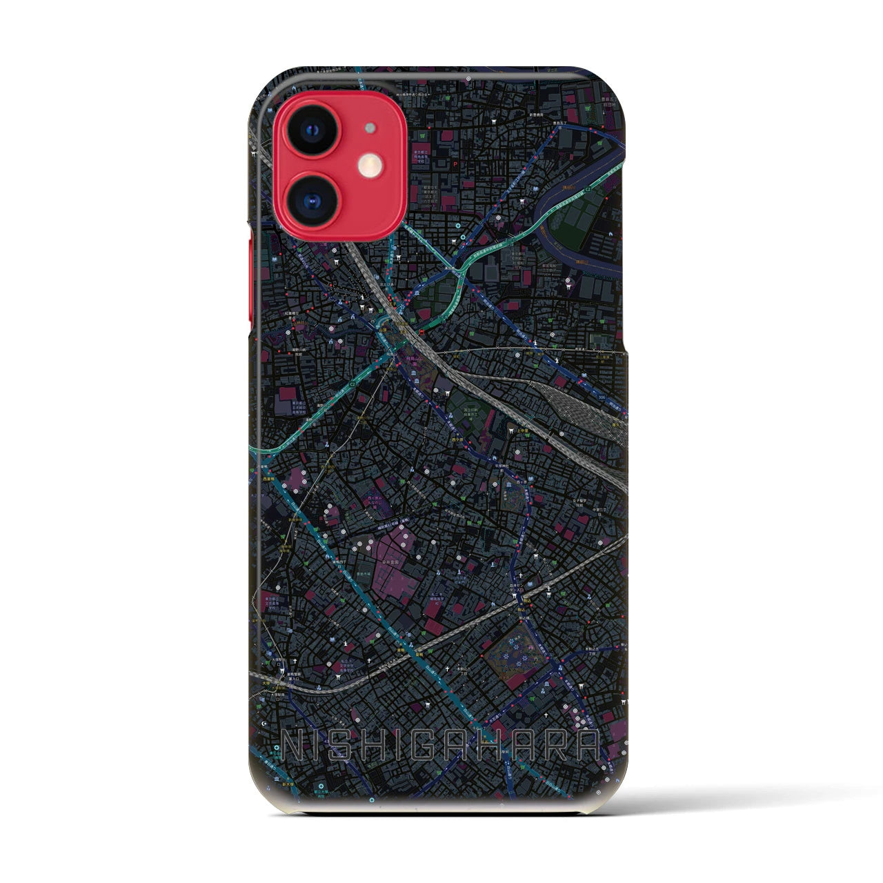 【西ケ原(東京都)】地図柄iPhoneケース(バックカバータイプ)