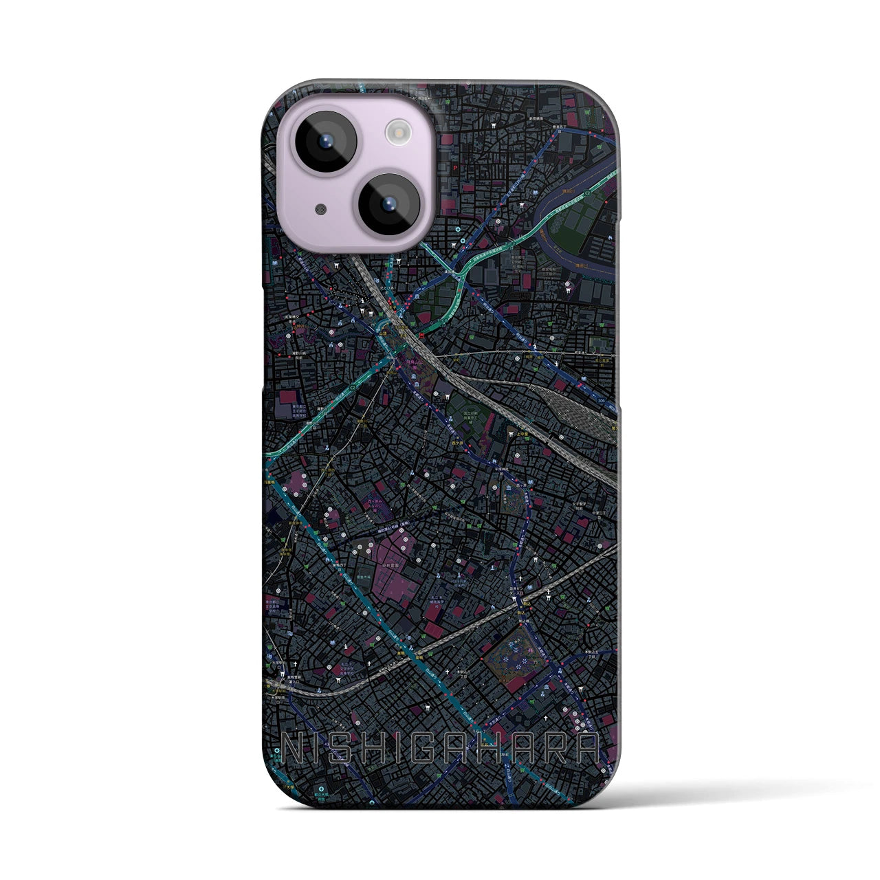 【西ケ原(東京都)】地図柄iPhoneケース(バックカバータイプ)