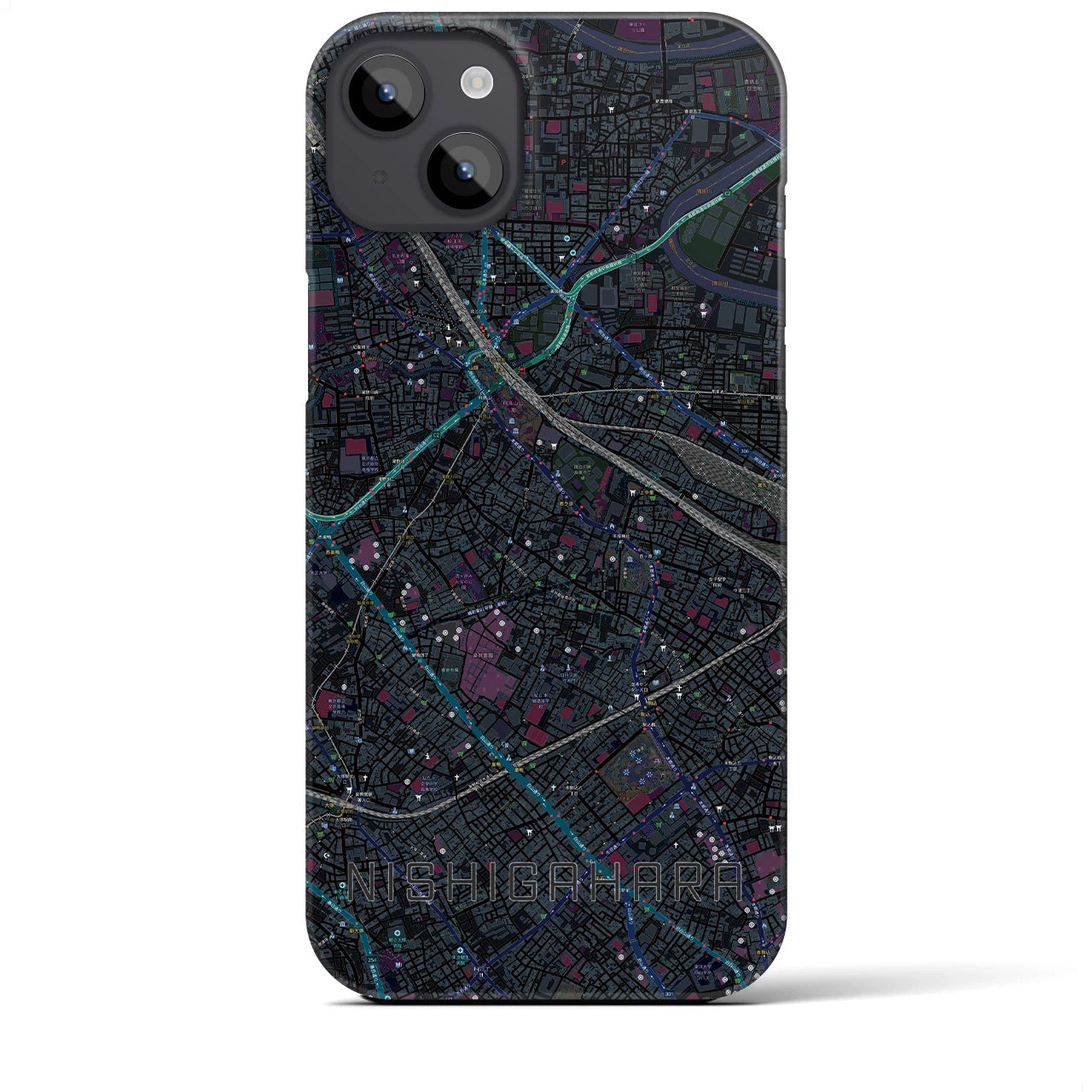 【西ケ原(東京都)】地図柄iPhoneケース(バックカバータイプ)