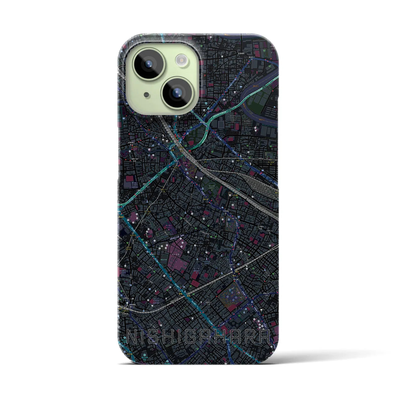 【西ケ原(東京都)】地図柄iPhoneケース(バックカバータイプ)