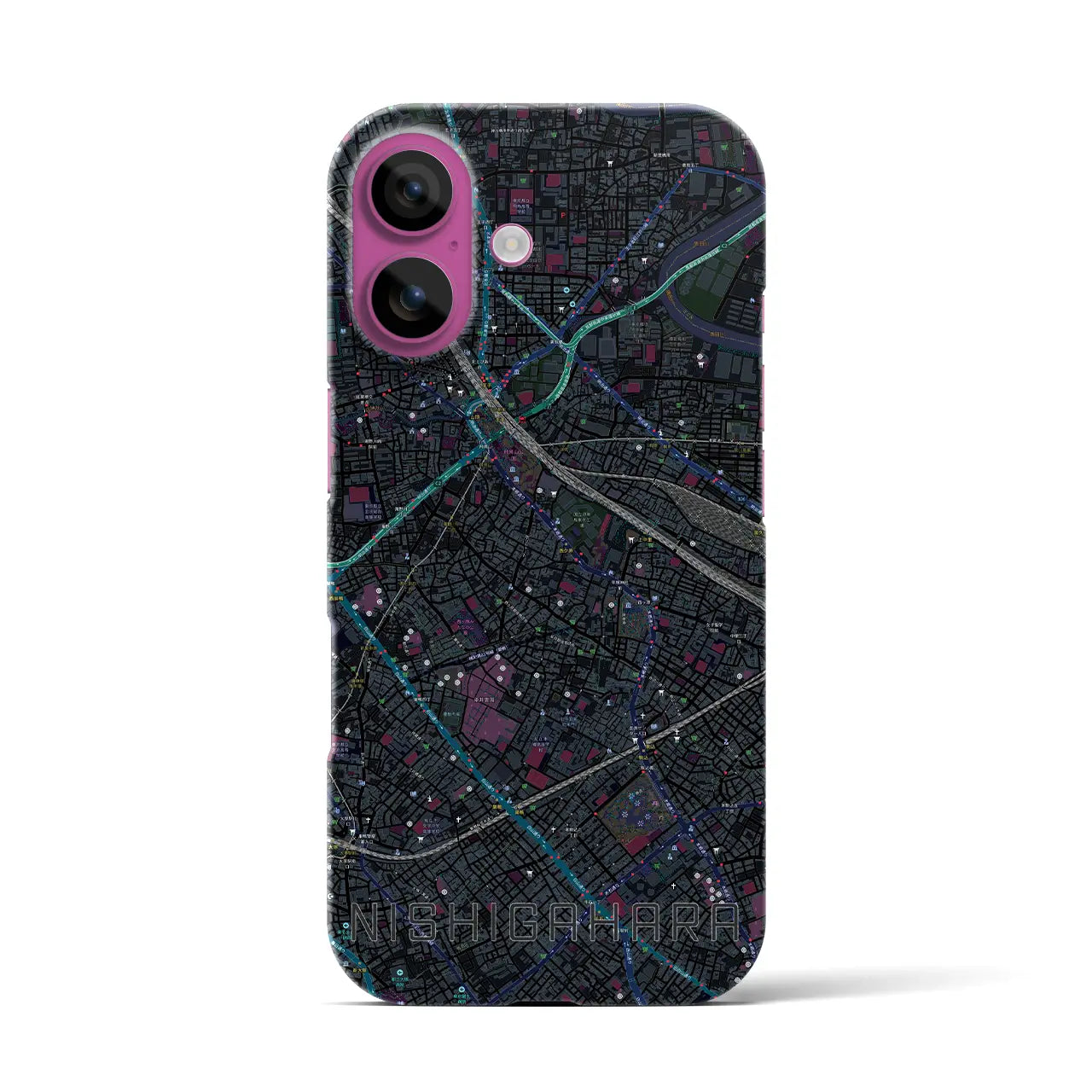 【西ケ原(東京都)】地図柄iPhoneケース(バックカバータイプ)