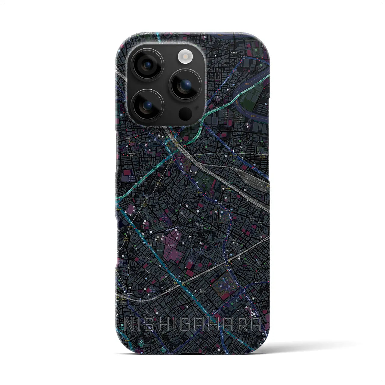 【西ケ原(東京都)】地図柄iPhoneケース(バックカバータイプ)