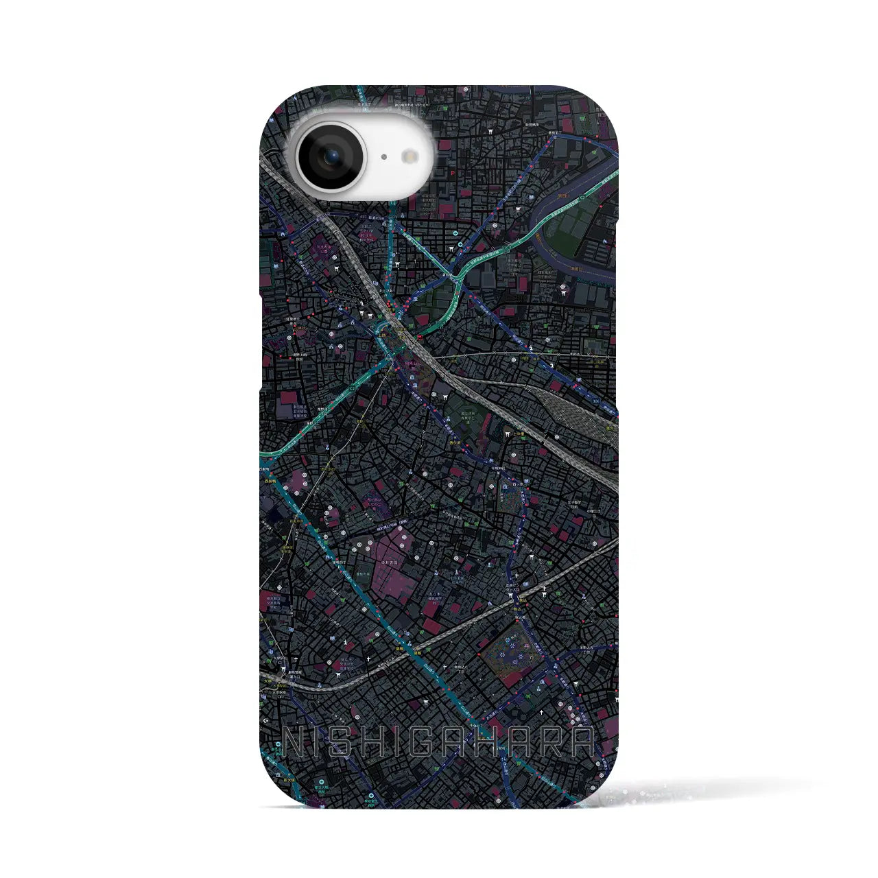 【西ケ原(東京都)】地図柄iPhoneケース(バックカバータイプ)