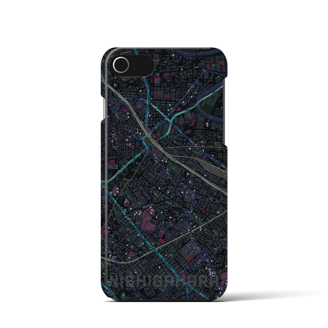 【西ケ原(東京都)】地図柄iPhoneケース(バックカバータイプ)