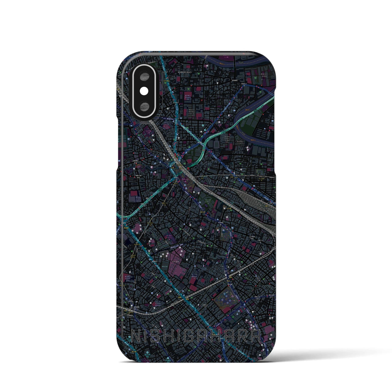 【西ケ原(東京都)】地図柄iPhoneケース(バックカバータイプ)