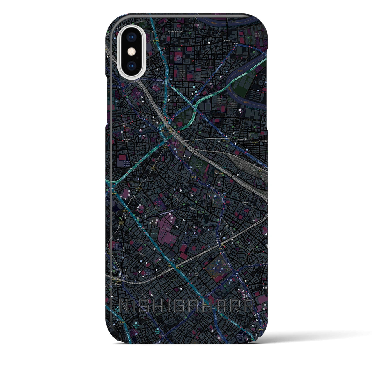 【西ケ原(東京都)】地図柄iPhoneケース(バックカバータイプ)