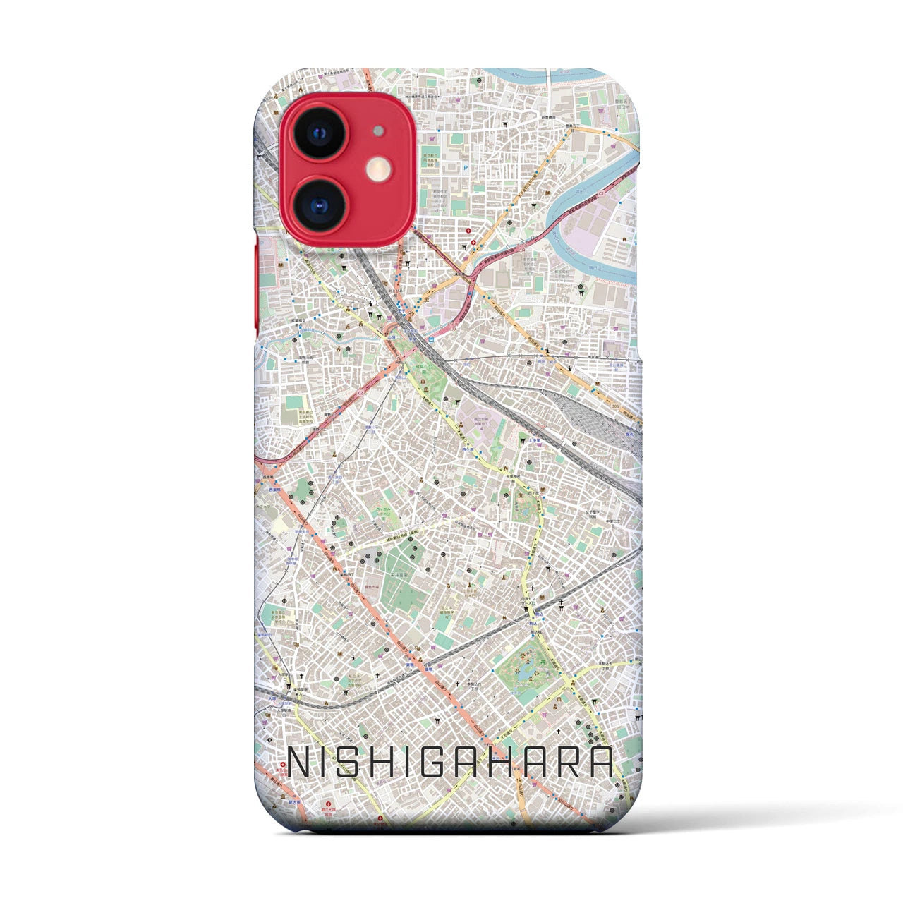 【西ケ原(東京都)】地図柄iPhoneケース(バックカバータイプ)