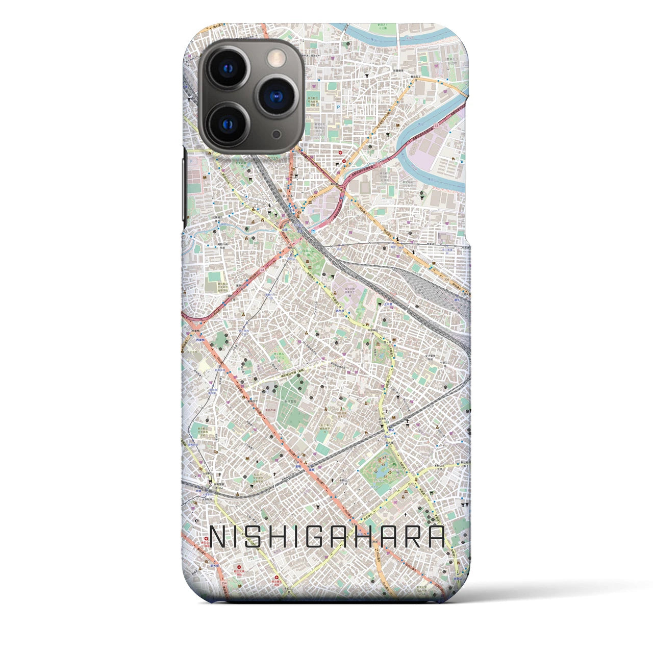 【西ケ原(東京都)】地図柄iPhoneケース(バックカバータイプ)