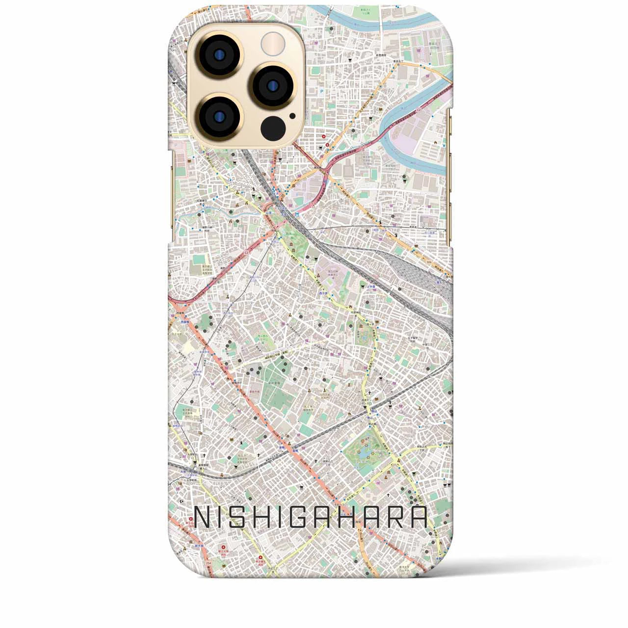 【西ケ原(東京都)】地図柄iPhoneケース(バックカバータイプ)