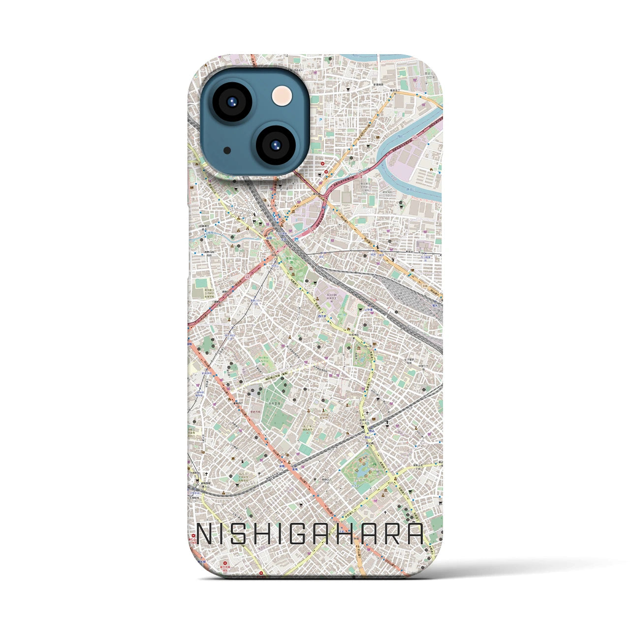 【西ケ原(東京都)】地図柄iPhoneケース(バックカバータイプ)
