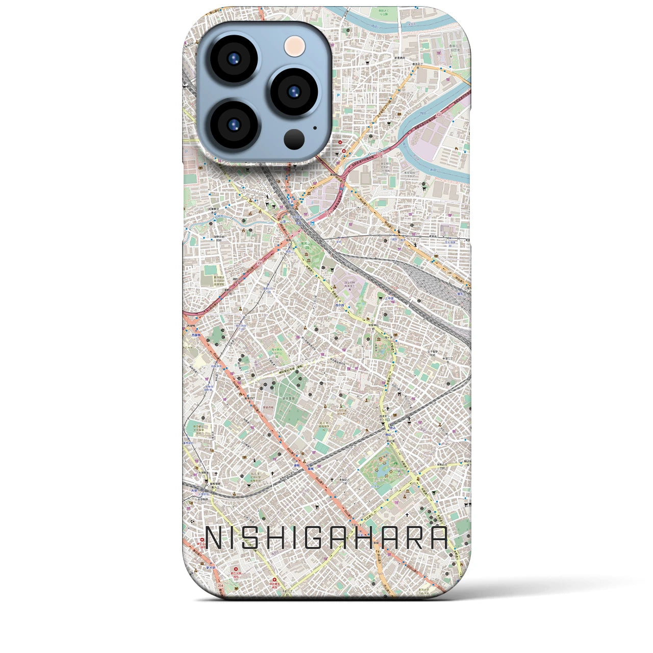 【西ケ原(東京都)】地図柄iPhoneケース(バックカバータイプ)