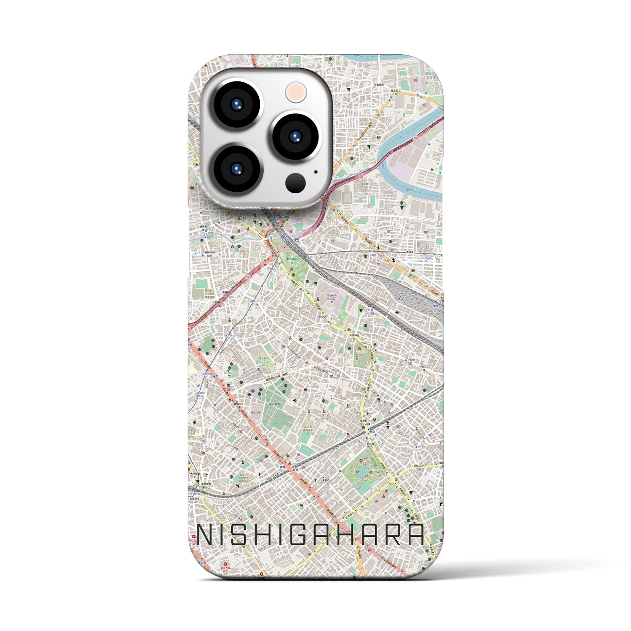 【西ケ原(東京都)】地図柄iPhoneケース(バックカバータイプ)
