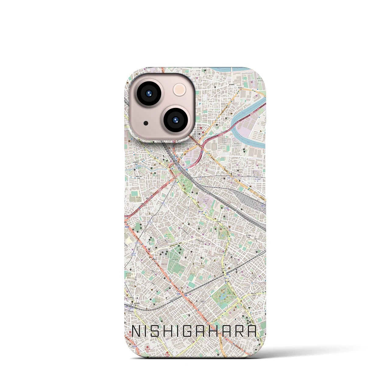 【西ケ原(東京都)】地図柄iPhoneケース(バックカバータイプ)