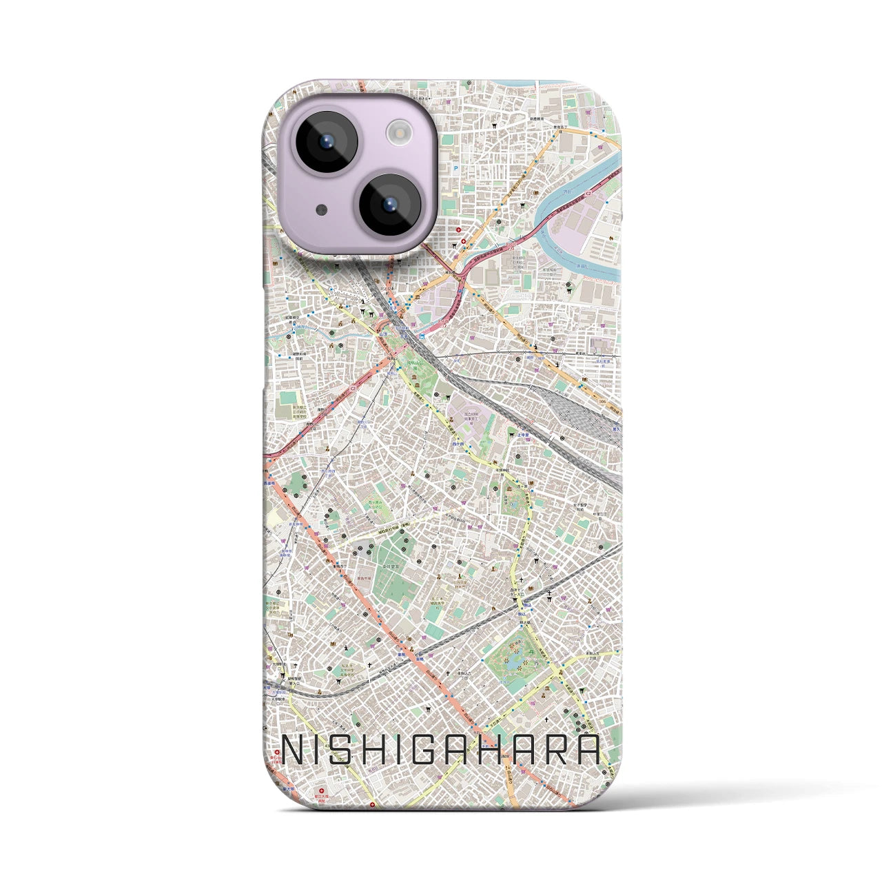 【西ケ原(東京都)】地図柄iPhoneケース(バックカバータイプ)