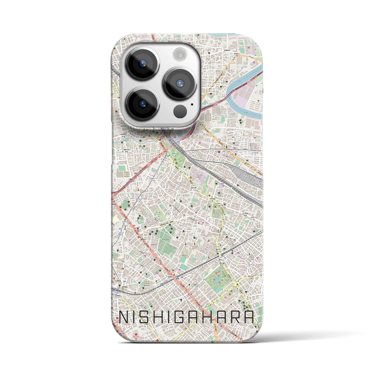 【西ケ原(東京都)】地図柄iPhoneケース(バックカバータイプ)