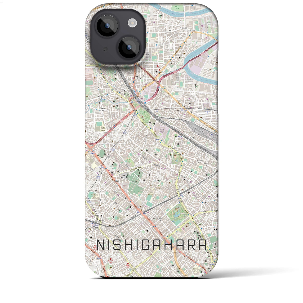 【西ケ原(東京都)】地図柄iPhoneケース(バックカバータイプ)