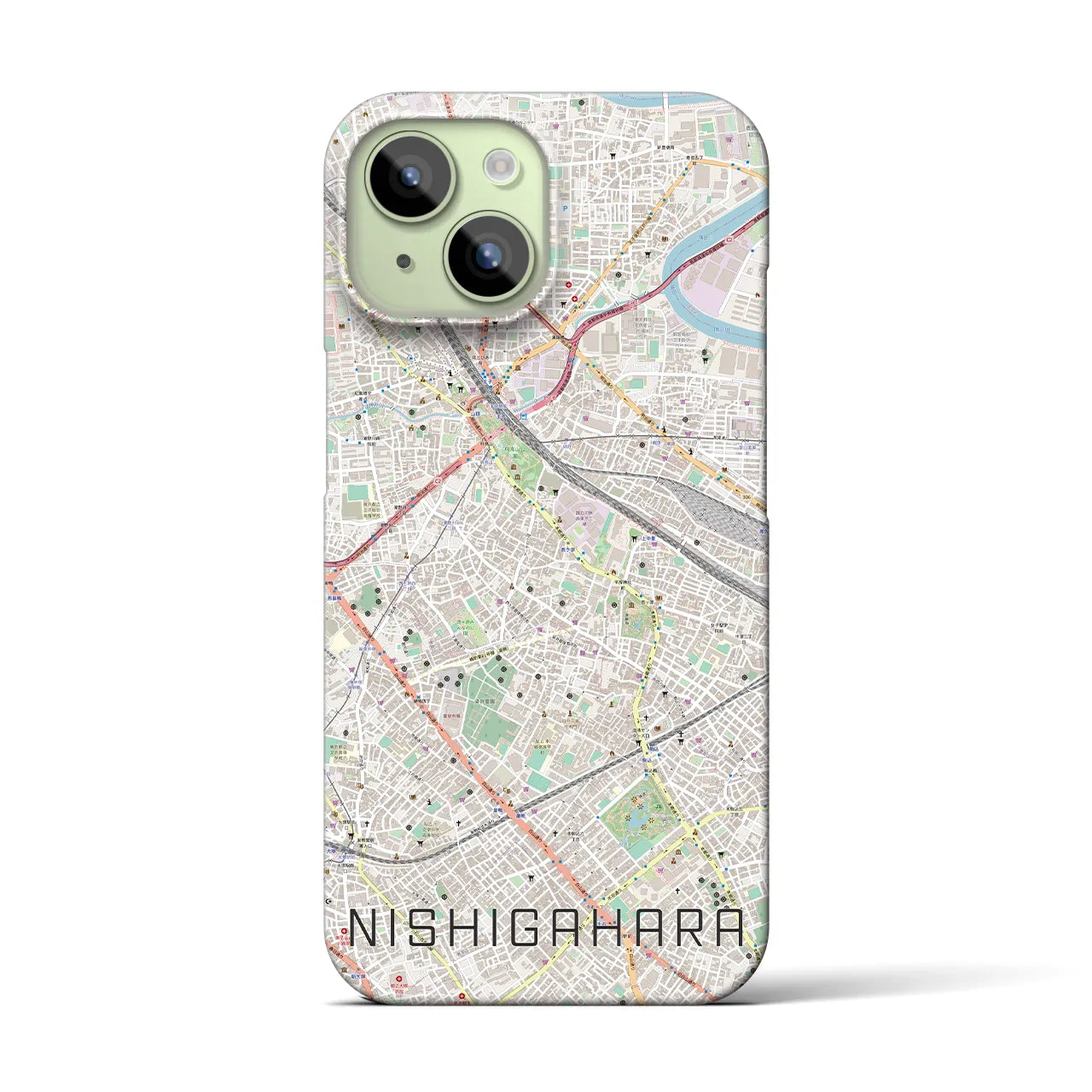【西ケ原(東京都)】地図柄iPhoneケース(バックカバータイプ)