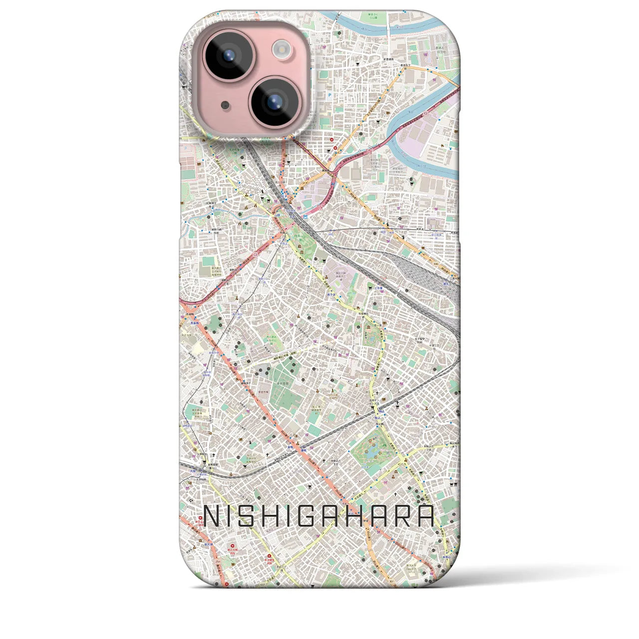 【西ケ原(東京都)】地図柄iPhoneケース(バックカバータイプ)