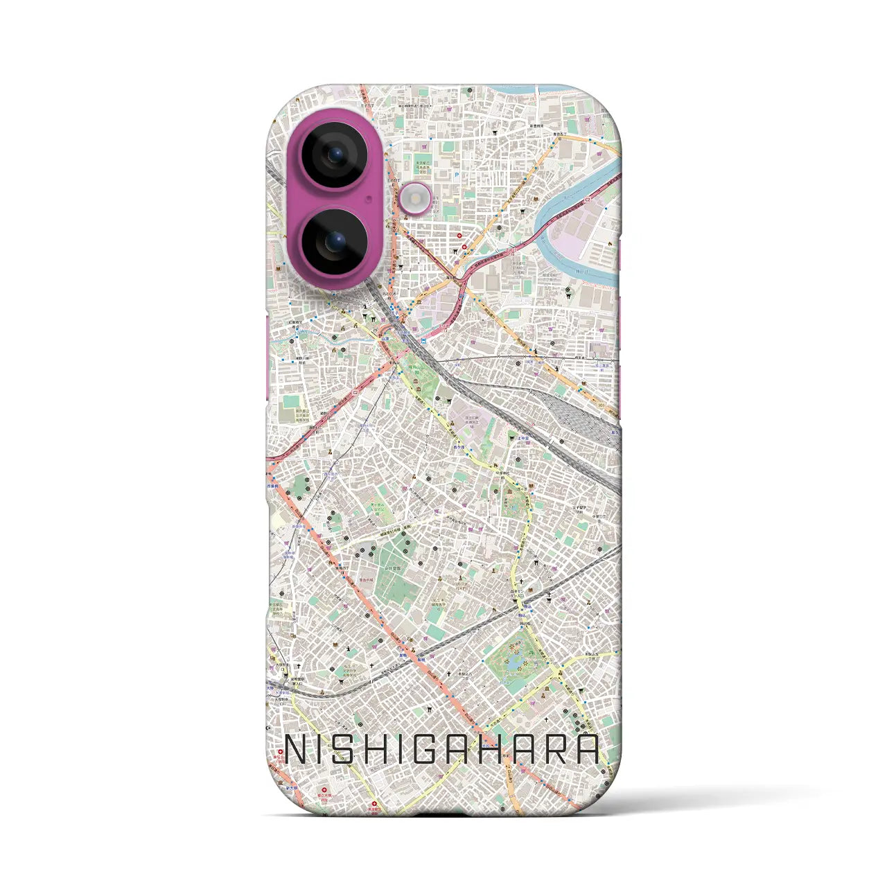 【西ケ原(東京都)】地図柄iPhoneケース(バックカバータイプ)