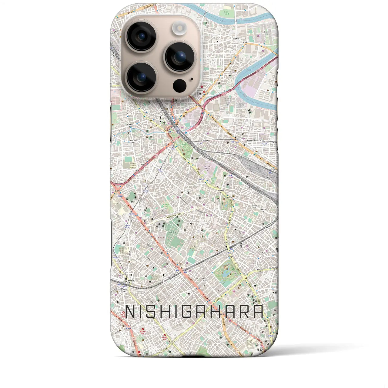 【西ケ原(東京都)】地図柄iPhoneケース(バックカバータイプ)