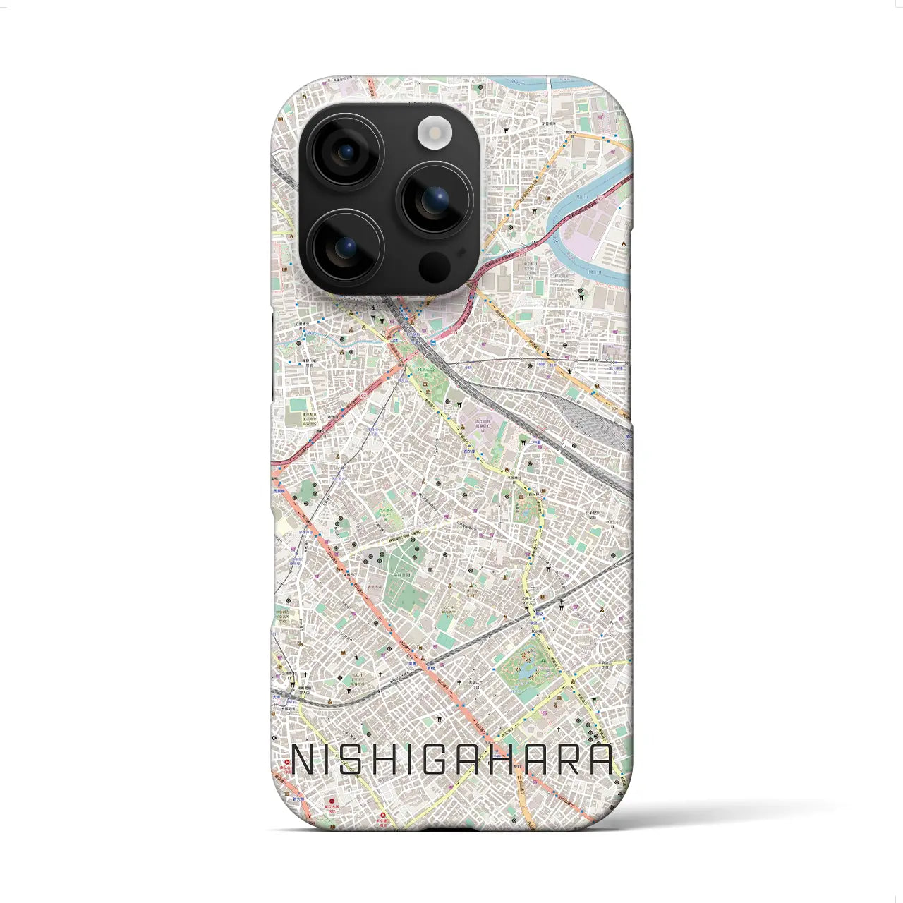 【西ケ原(東京都)】地図柄iPhoneケース(バックカバータイプ)