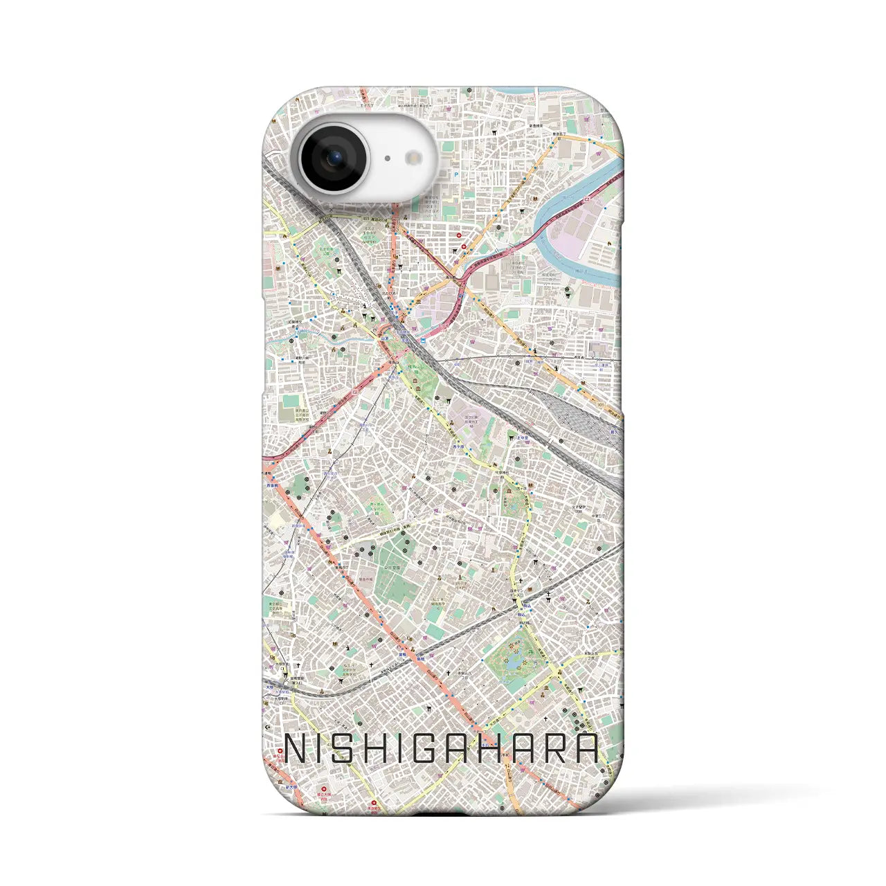 【西ケ原(東京都)】地図柄iPhoneケース(バックカバータイプ)