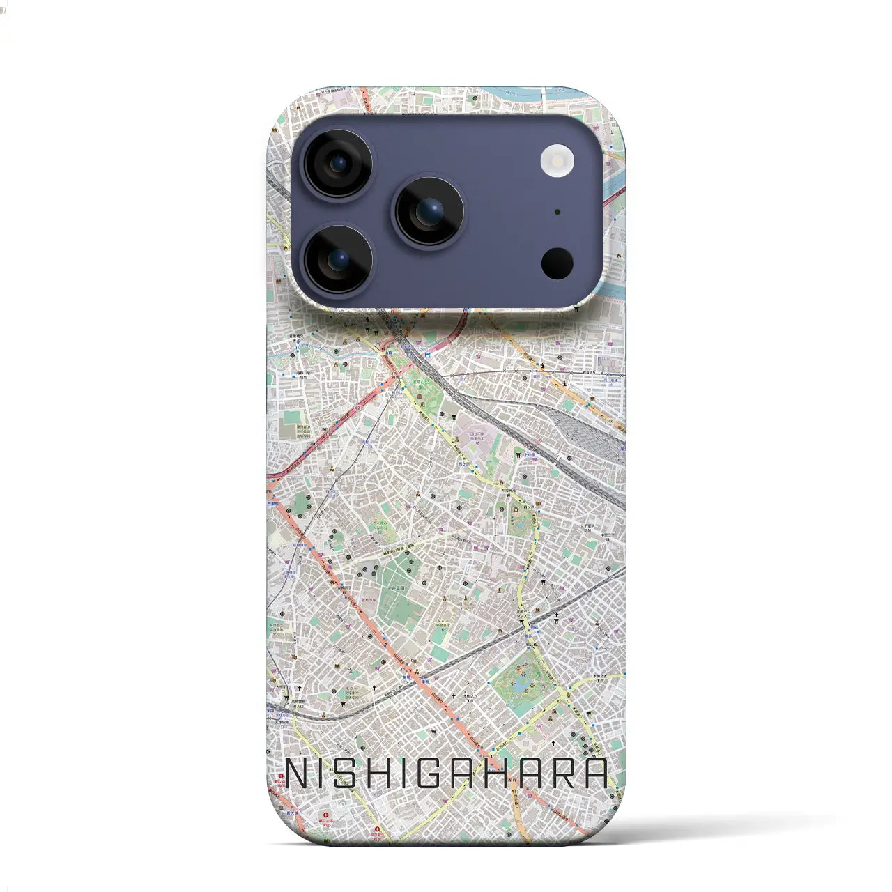 【西ケ原(東京都)】地図柄iPhoneケース(バックカバータイプ)