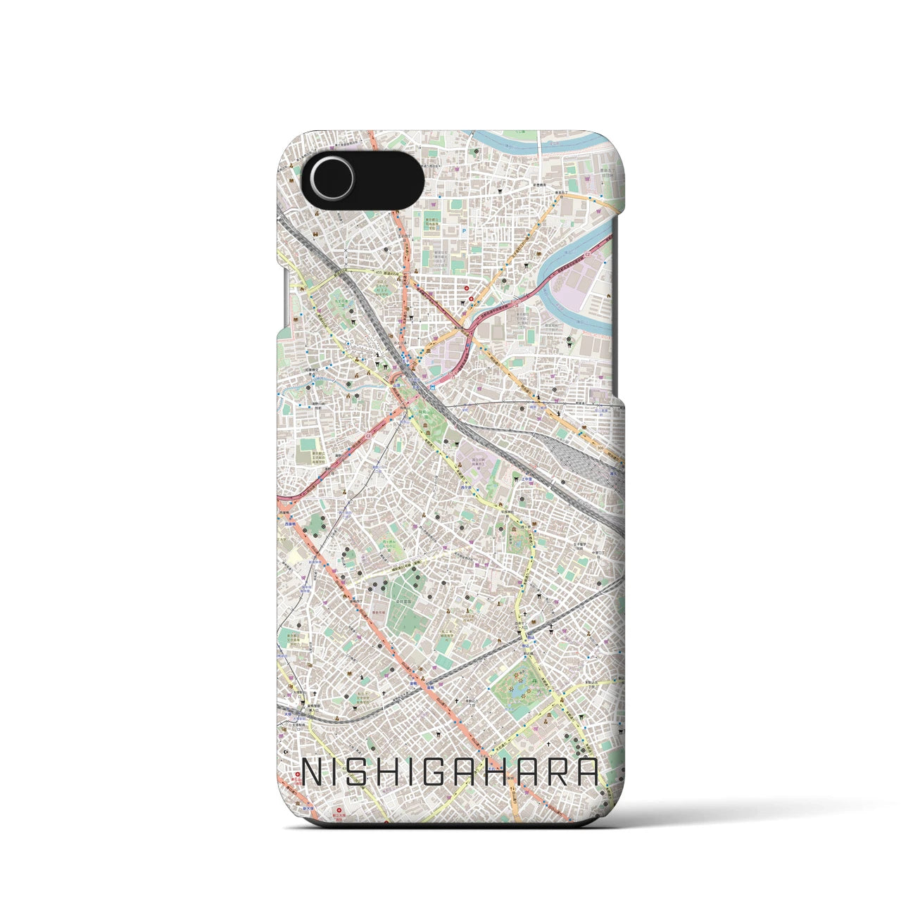 【西ケ原(東京都)】地図柄iPhoneケース(バックカバータイプ)