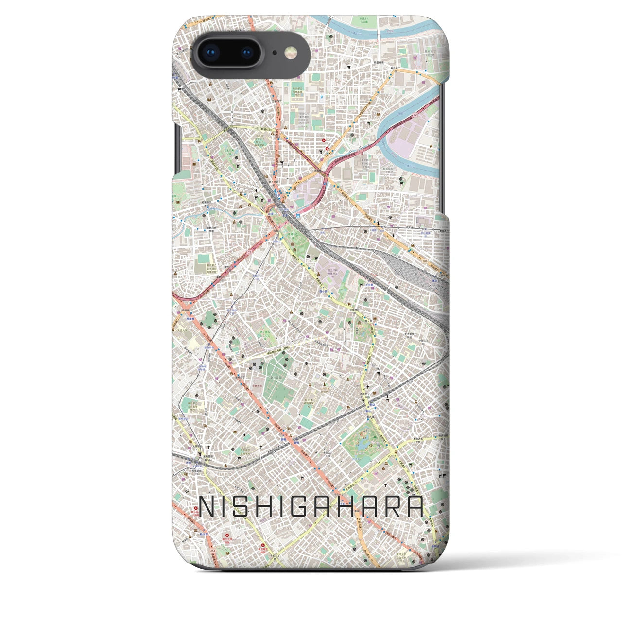 【西ケ原(東京都)】地図柄iPhoneケース(バックカバータイプ)