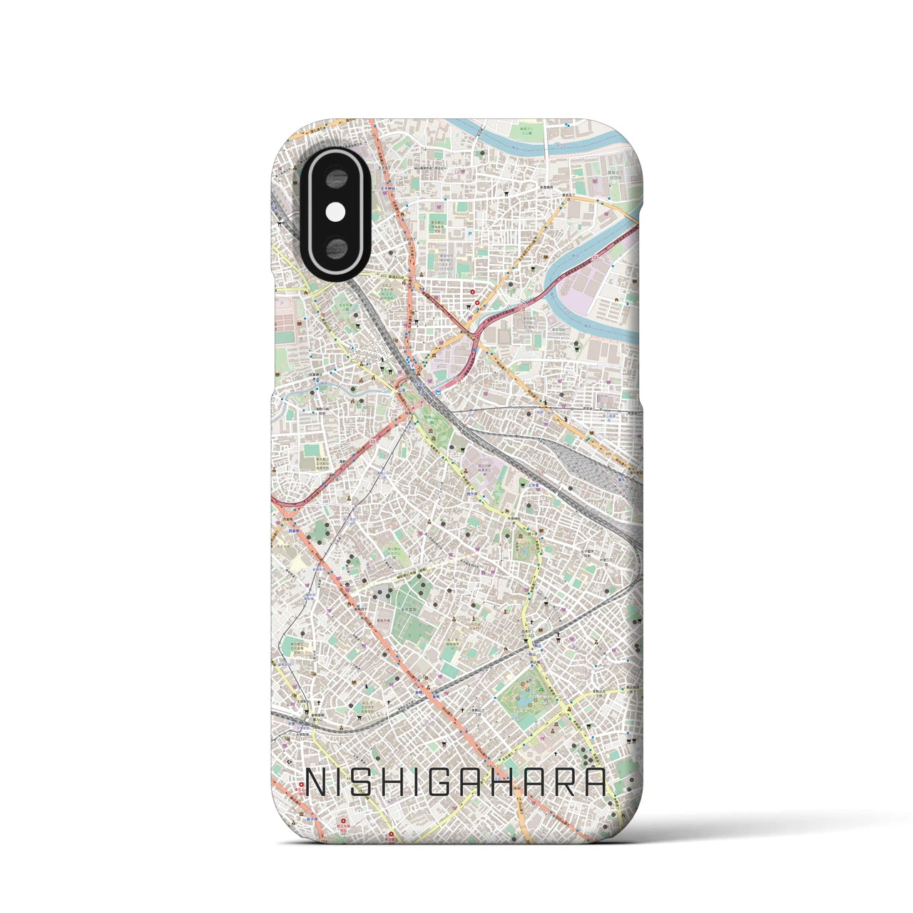 【西ケ原(東京都)】地図柄iPhoneケース(バックカバータイプ)