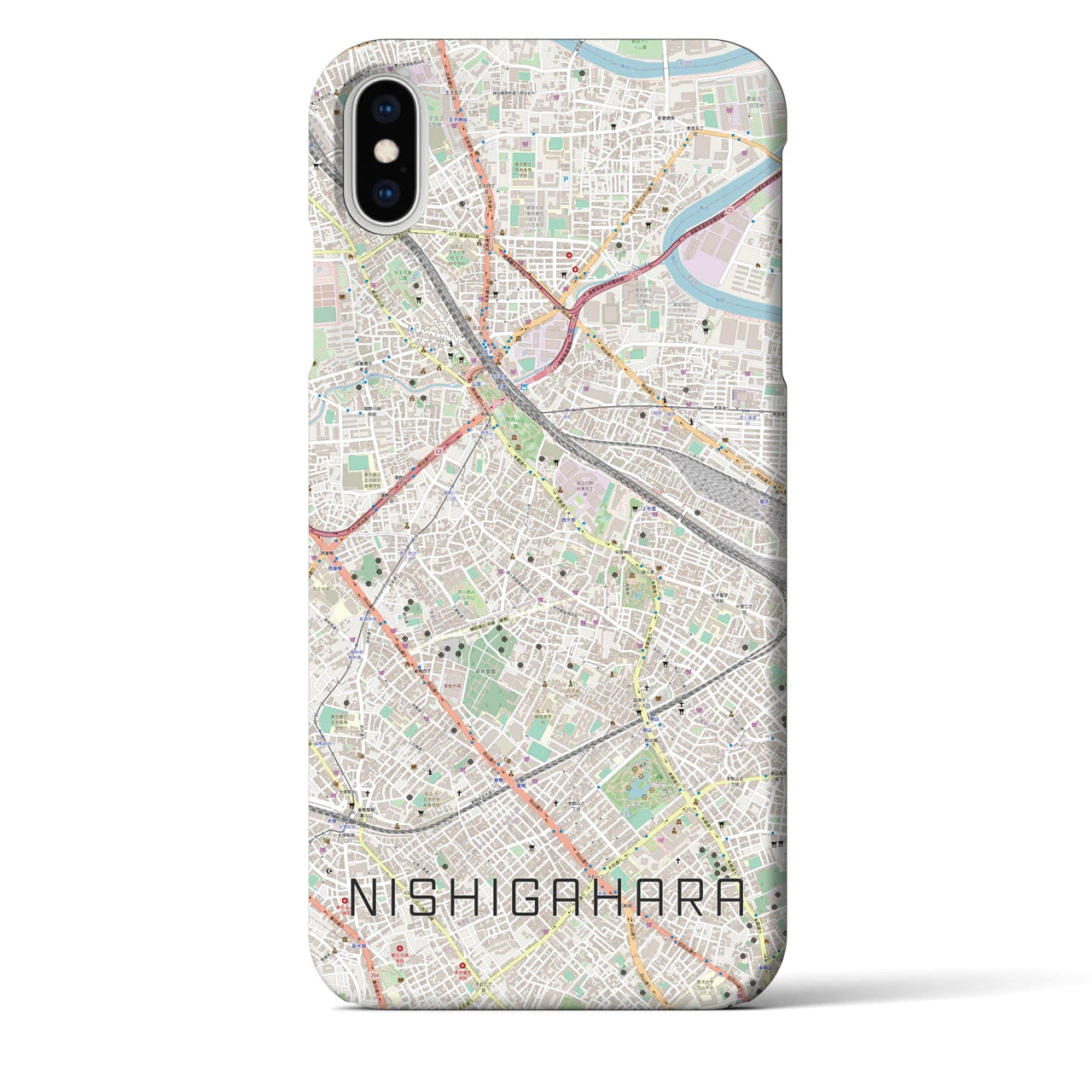 【西ケ原(東京都)】地図柄iPhoneケース(バックカバータイプ)