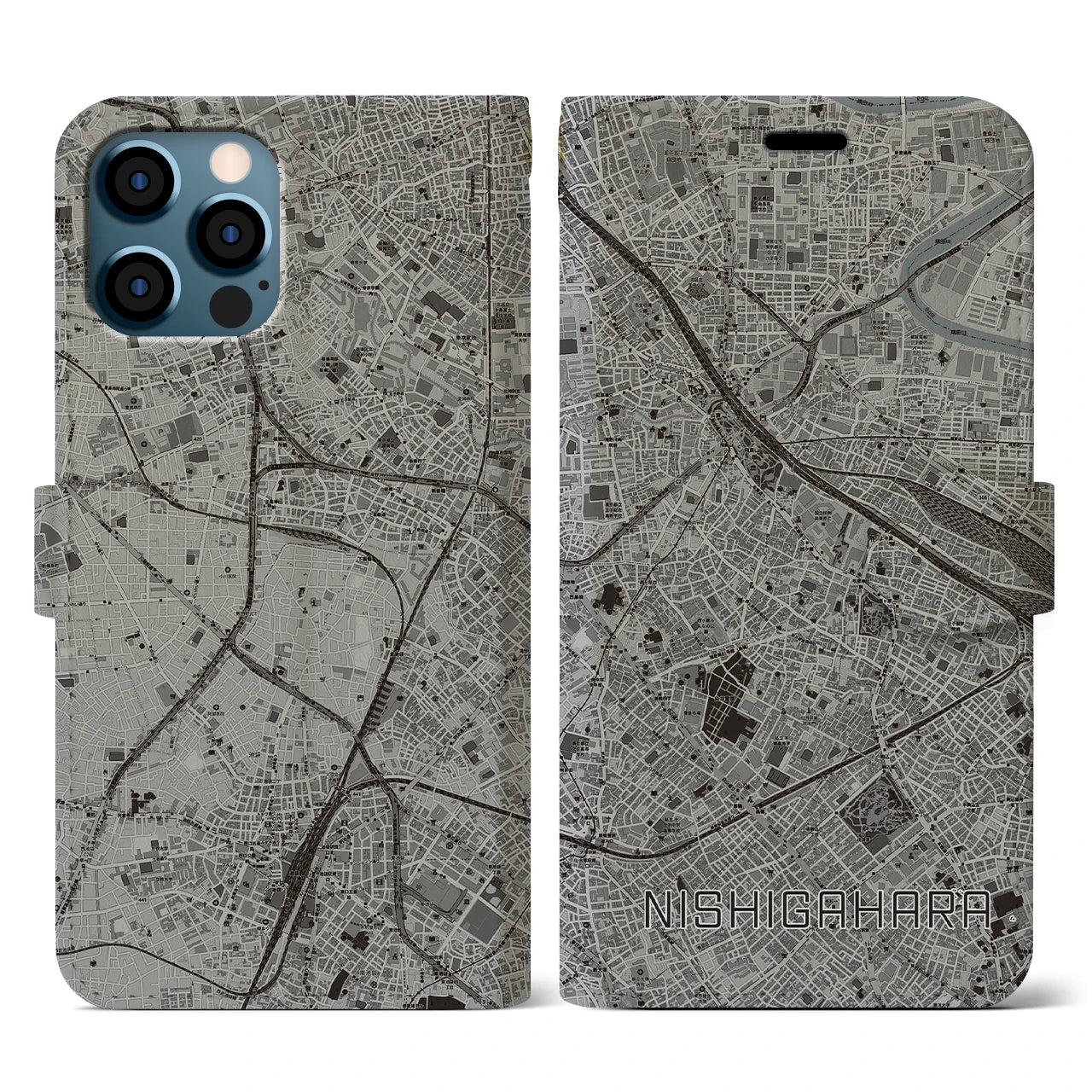 【西ケ原(東京都)】地図柄iPhoneケース(手帳タイプ)