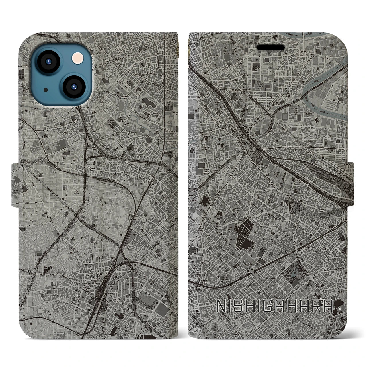 【西ケ原(東京都)】地図柄iPhoneケース(手帳タイプ)